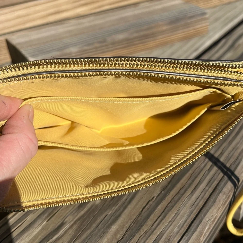 - Coach Double Sided Yellow Leather Wristlet! EUC!!